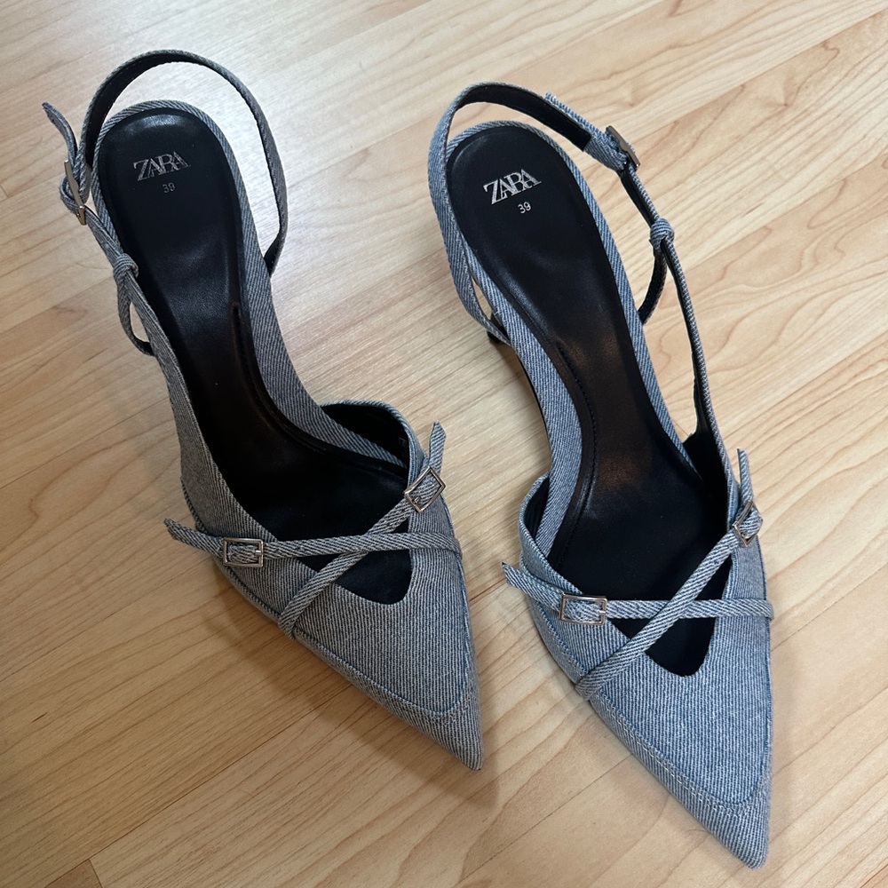 Zara Denim Heels Size 8